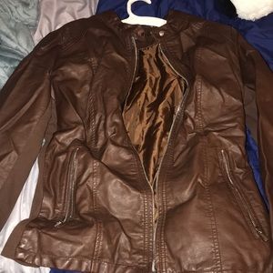 Brown leather jacket